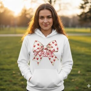 White Heart Print Hoodie